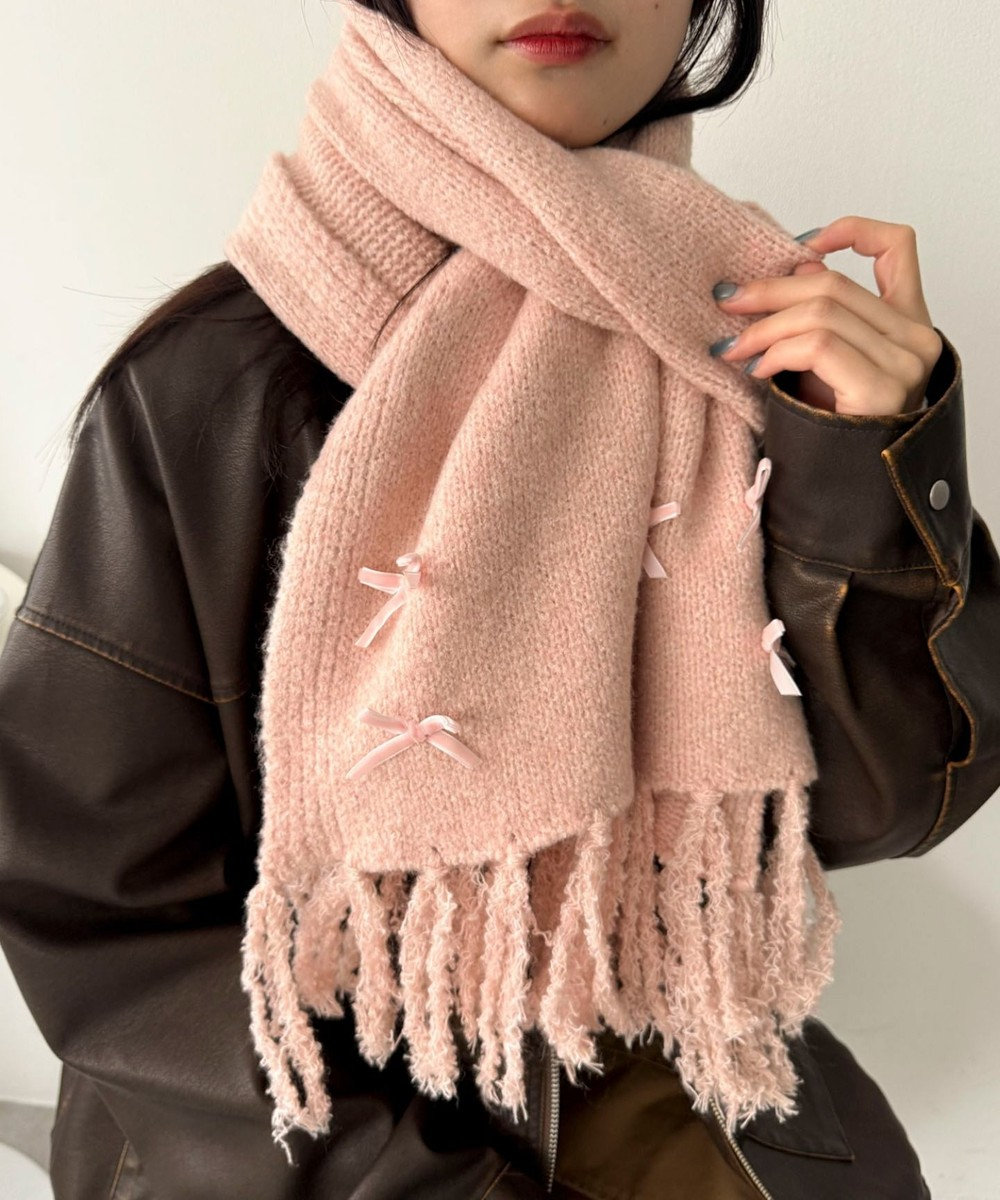 WEGO ベロアリボンニットストール 