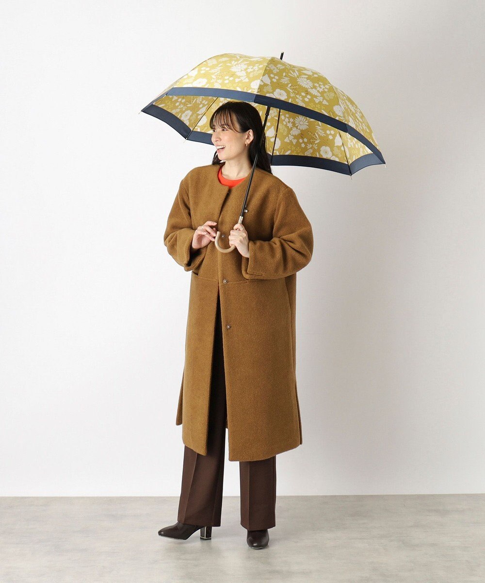 MOONBAT LANVIN en Bleu 長傘 バイカラーデイジー サテンプリント ジャンプ 耐風 