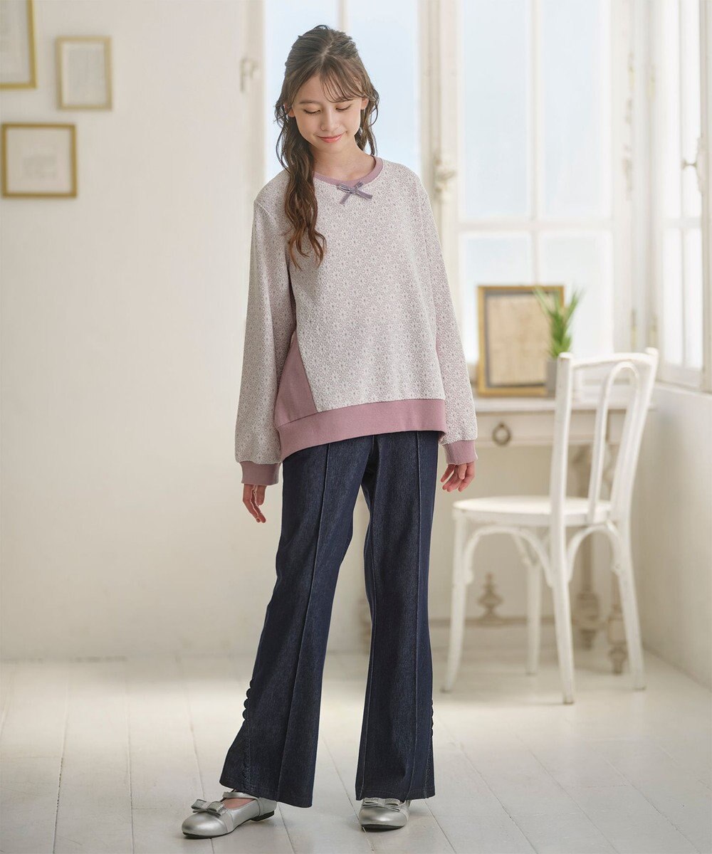 組曲 KIDS 【150-160㎝】 フロストフラワージャガード トレーナー 