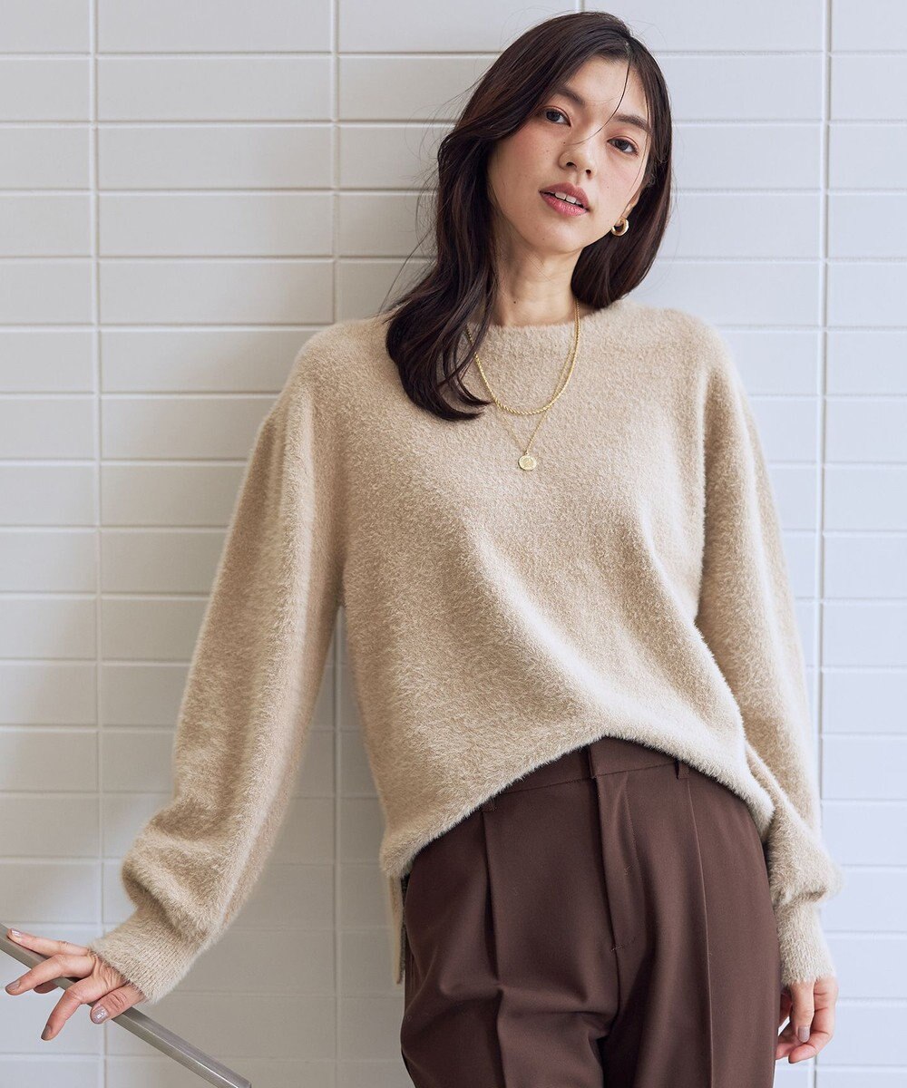 ANY L ショートシャギープルオーバーニット 