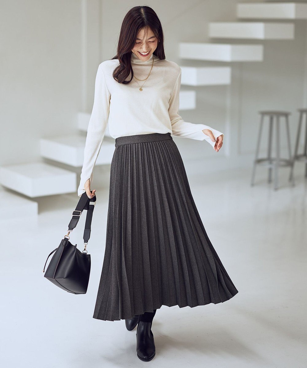 ANY L ウール混リブタートルネックカットソー 