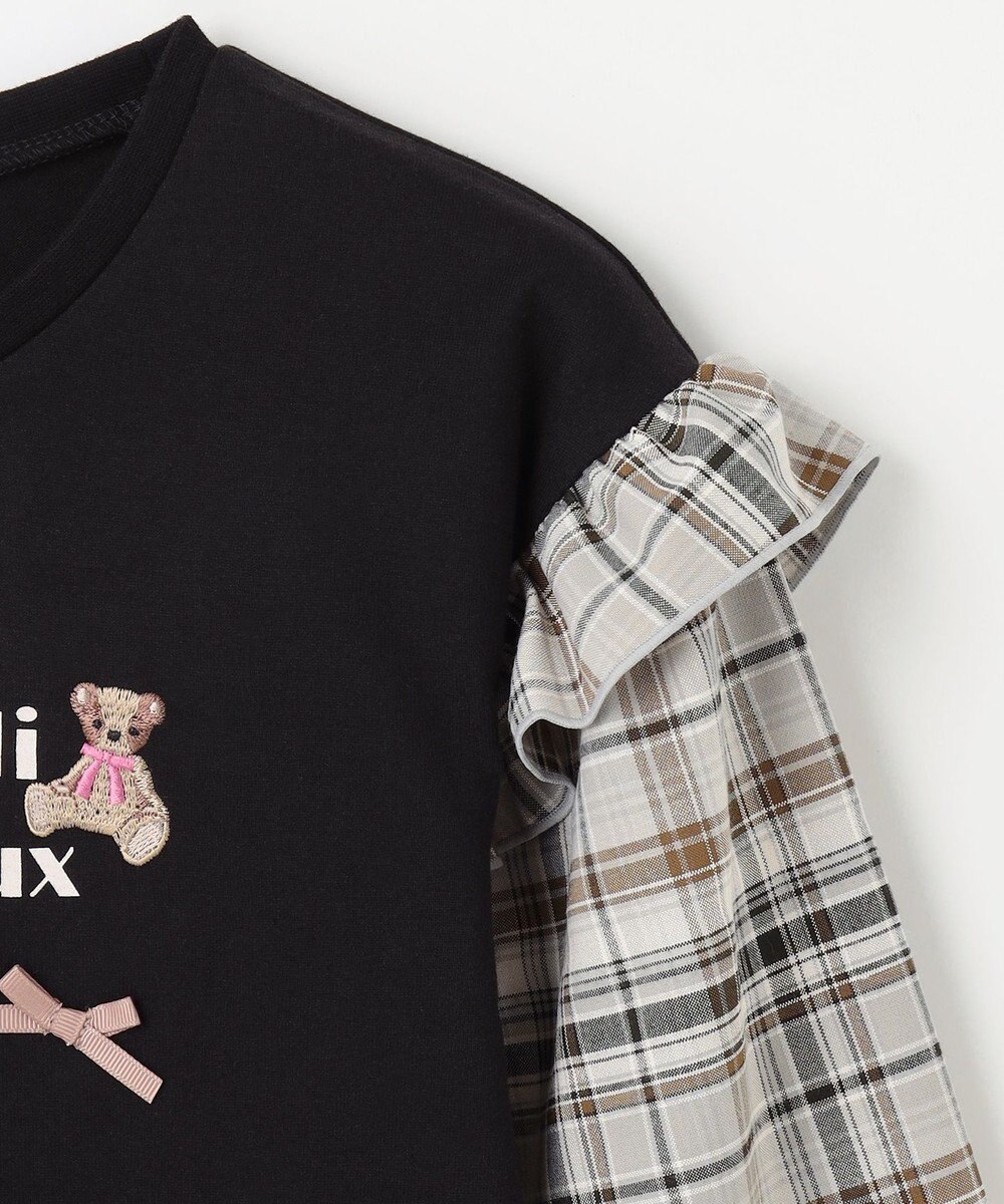 ANY KIDS チェック袖 ドッキング プルオーバー 