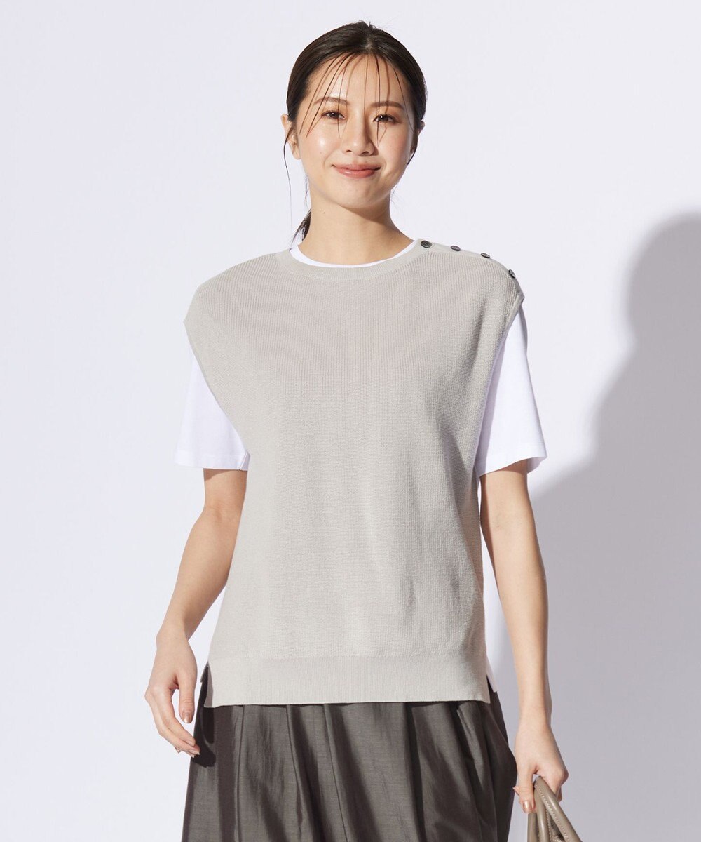 J.PRESS LADIES L 【洗える】GIMA COTTON ニット ベスト 