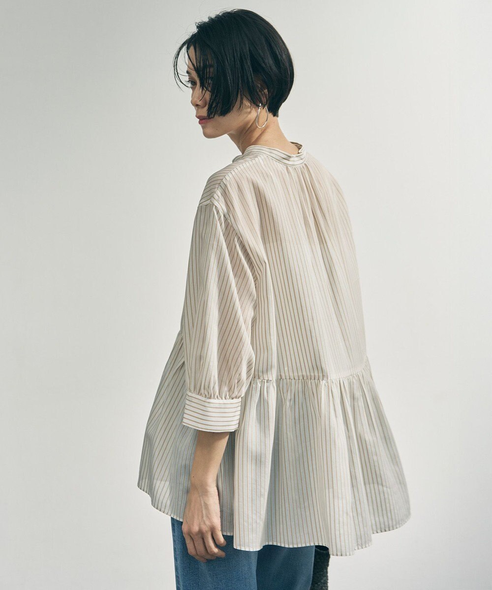 UNFILO ペプラム ギャザーブラウス 