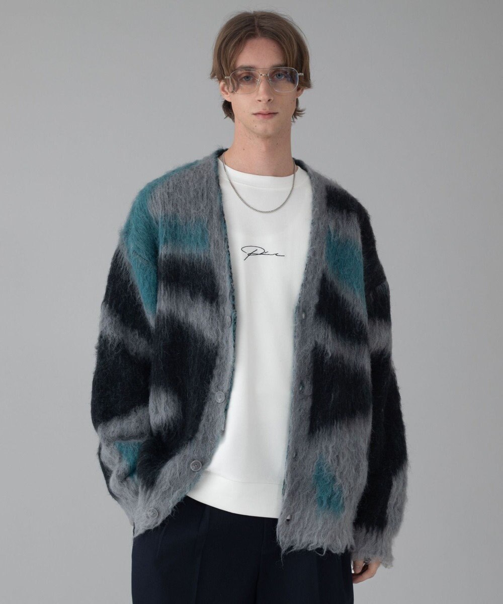 WEGO 【ユニセックス着用ITEM/MLサイズ展開】モヘアタッチパターンカーディガン 