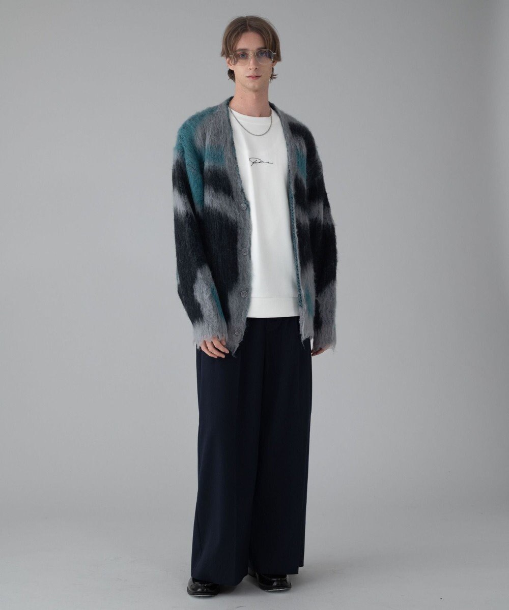 WEGO 【ユニセックス着用ITEM/MLサイズ展開】モヘアタッチパターンカーディガン 