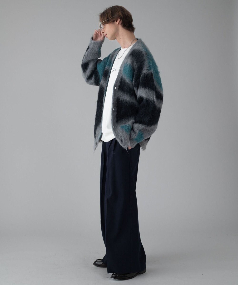 WEGO 【ユニセックス着用ITEM/MLサイズ展開】モヘアタッチパターンカーディガン 