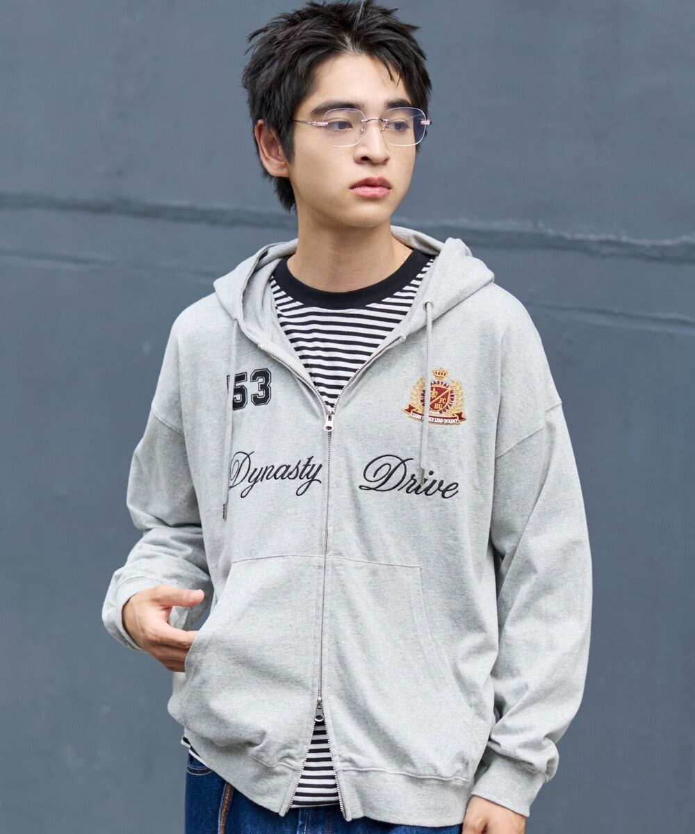 WEGO 【ユニセックスITEM/MLサイズ展開】ナンバリングカットZIPパーカー 