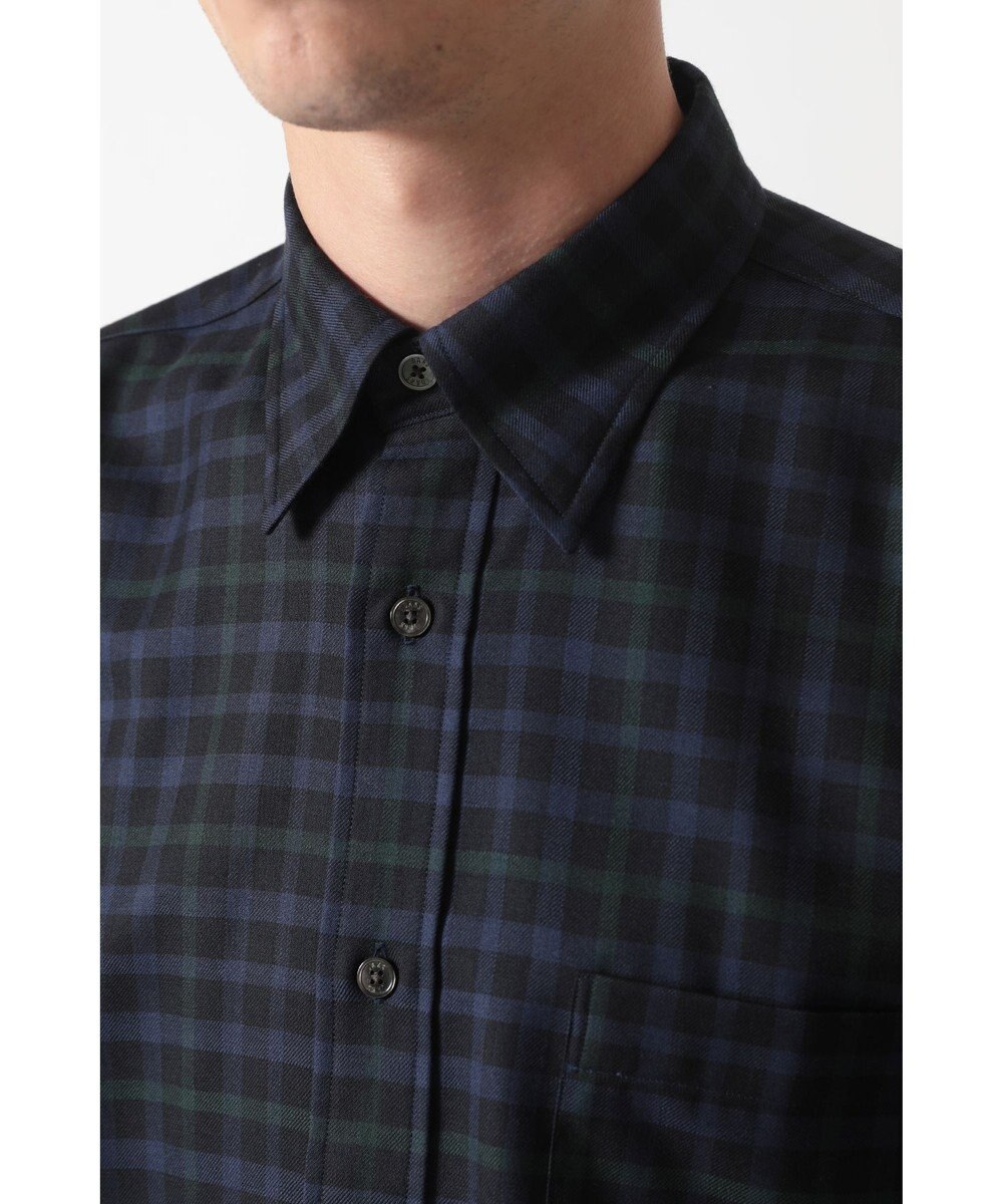 DAKS ウールチェック 隠しボタンダウンシャツ 