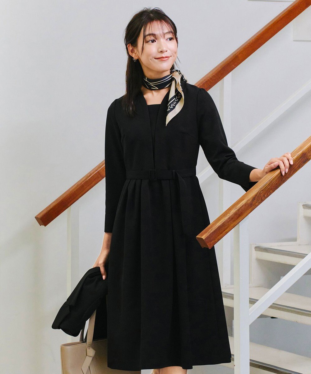 Tiaclasse 【ダブルクロス・洗える】 ナローVネックワンピース 