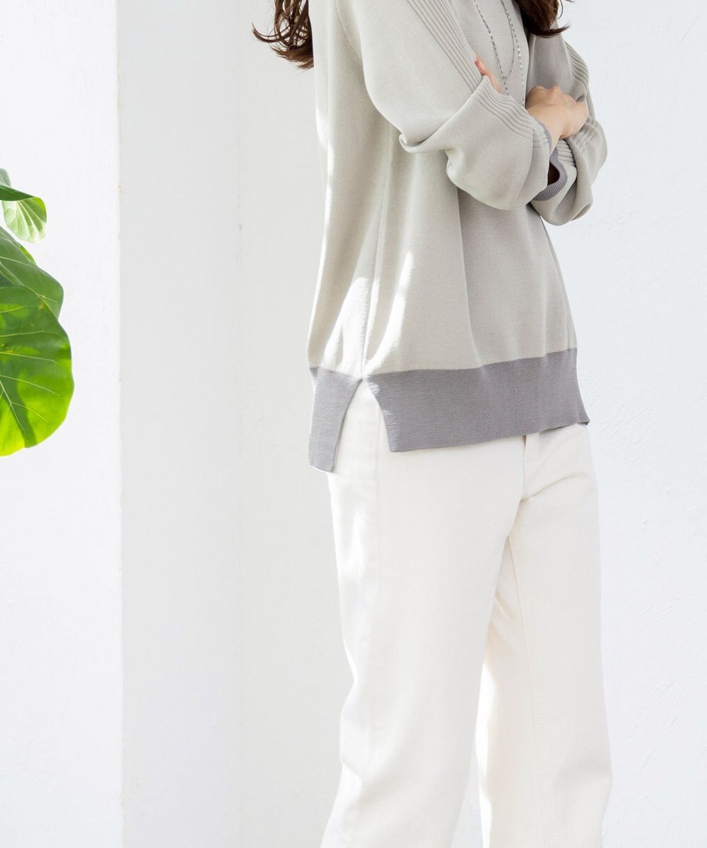 Tiaclasse L 【新色追加・洗える】配色スリットニット 