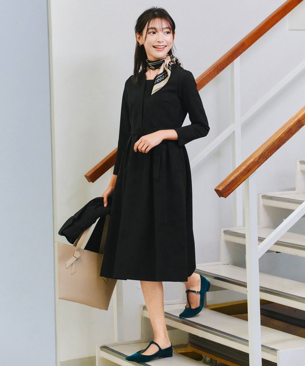 Tiaclasse 【ダブルクロス・洗える】 ナローVネックワンピース 