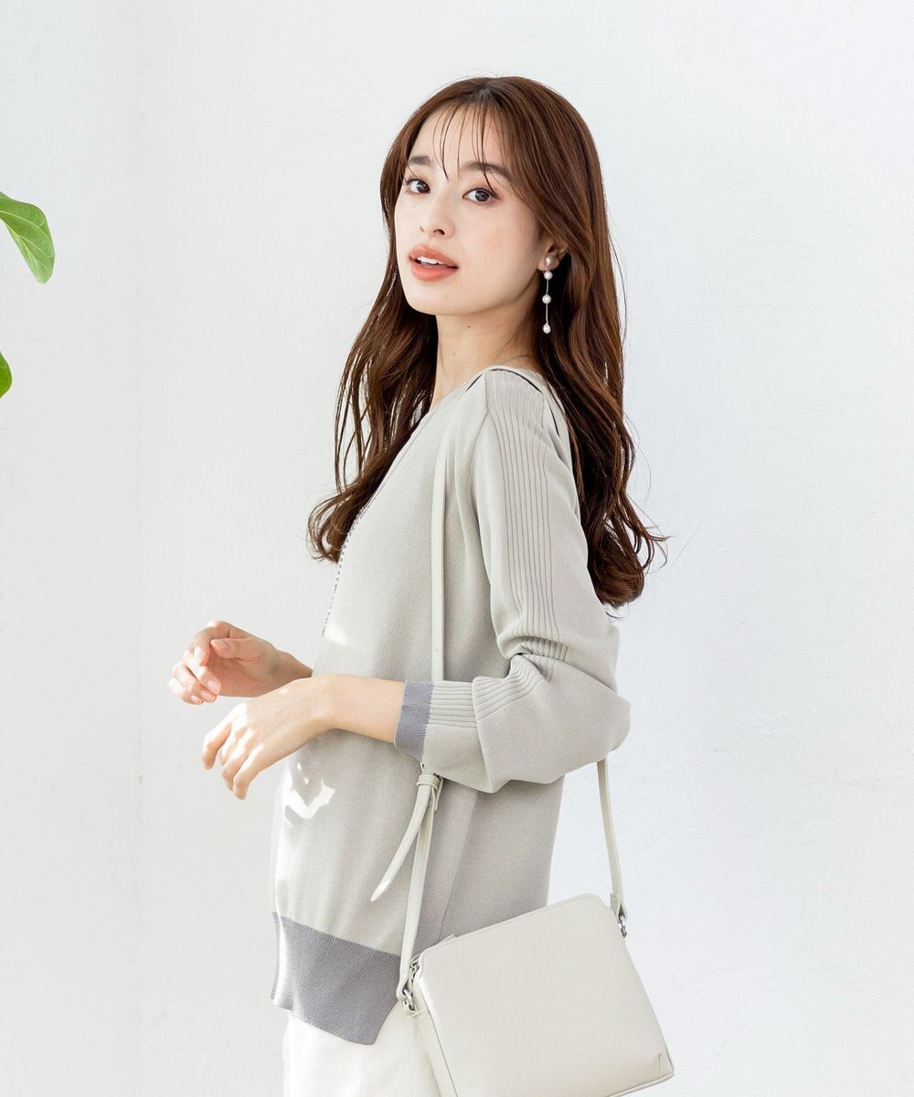 Tiaclasse L 【新色追加・洗える】配色スリットニット 