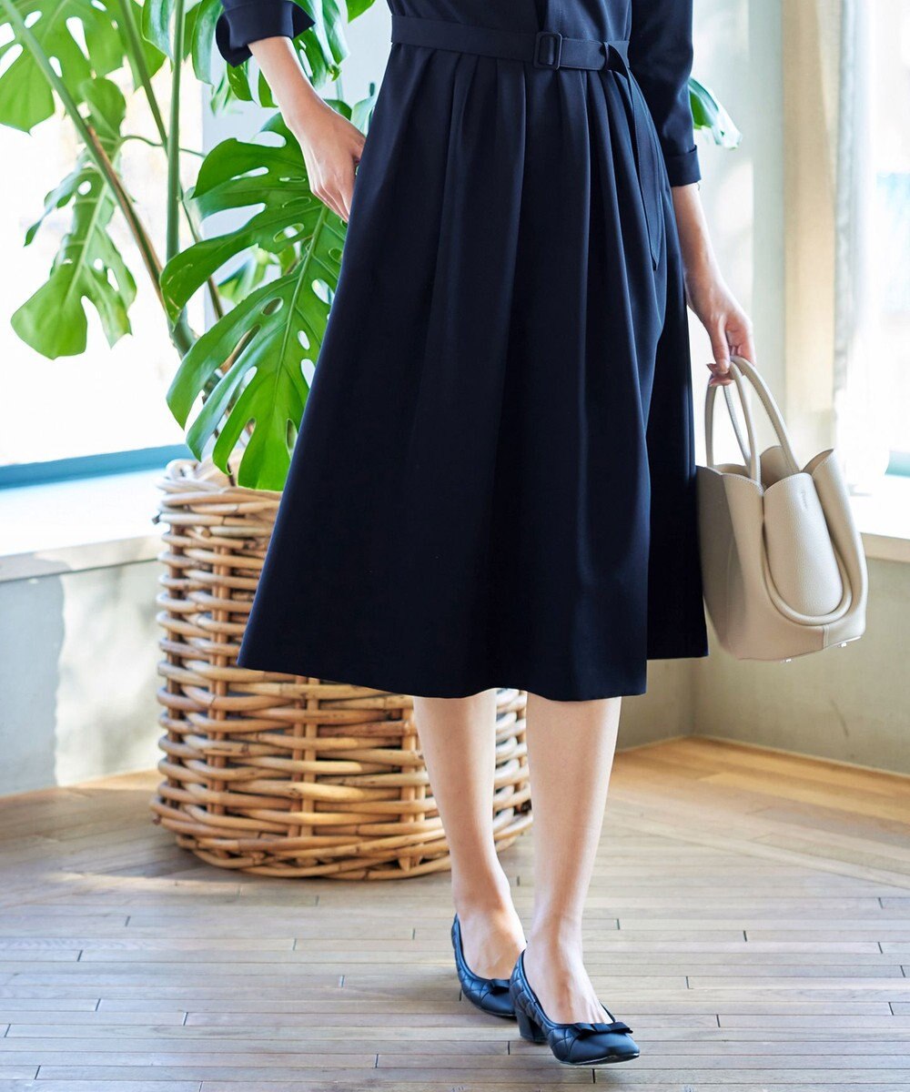 Tiaclasse 【ダブルクロス・洗える】 ナローVネックワンピース 