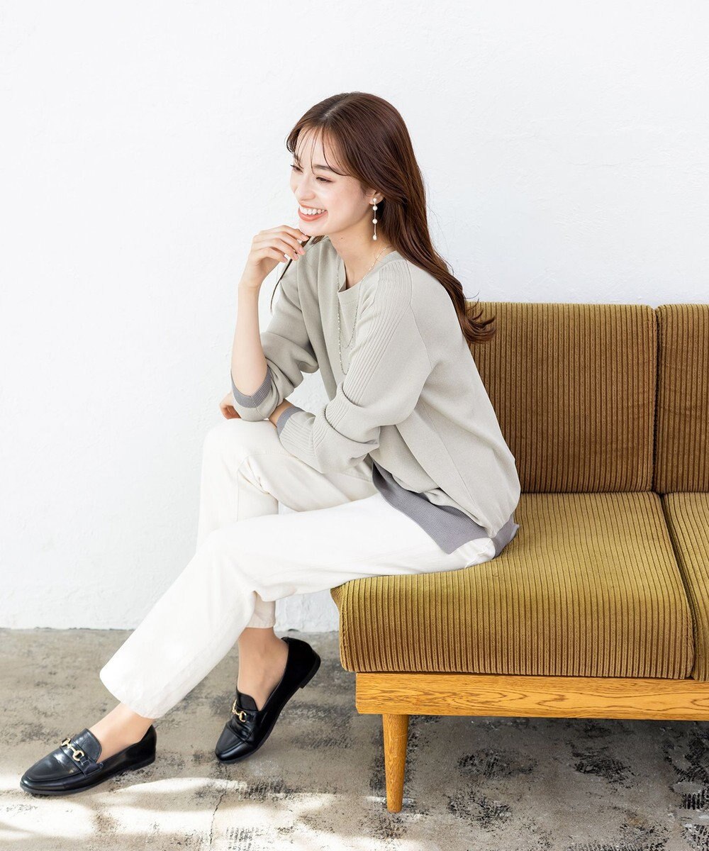 Tiaclasse L 【新色追加・洗える】配色スリットニット 