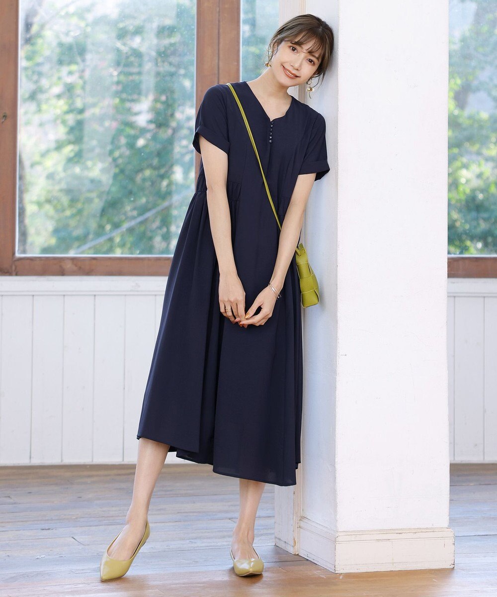 Tiaclasse 【洗える】サイドギャザーワンピース 