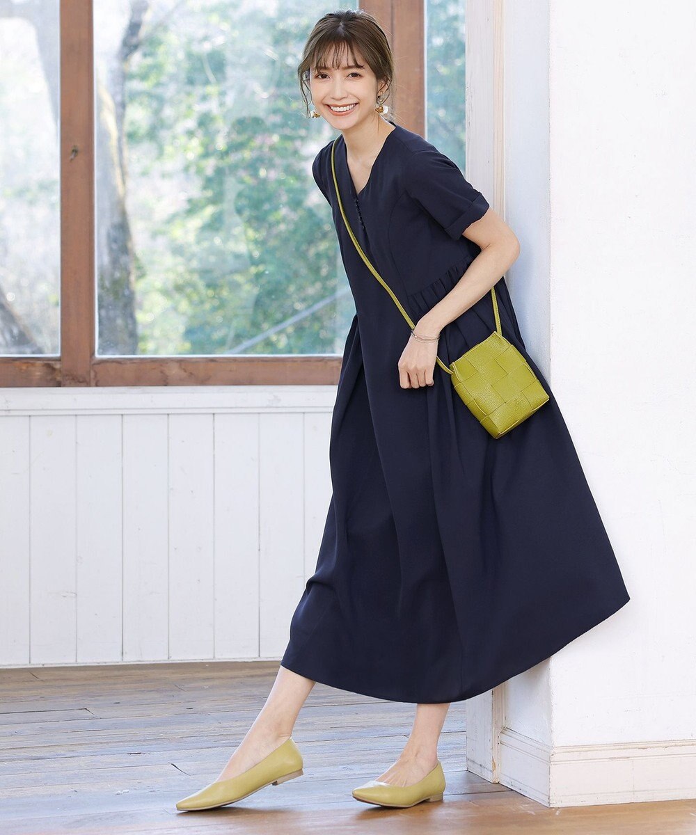 Tiaclasse L 【洗える】サイドギャザーワンピース 