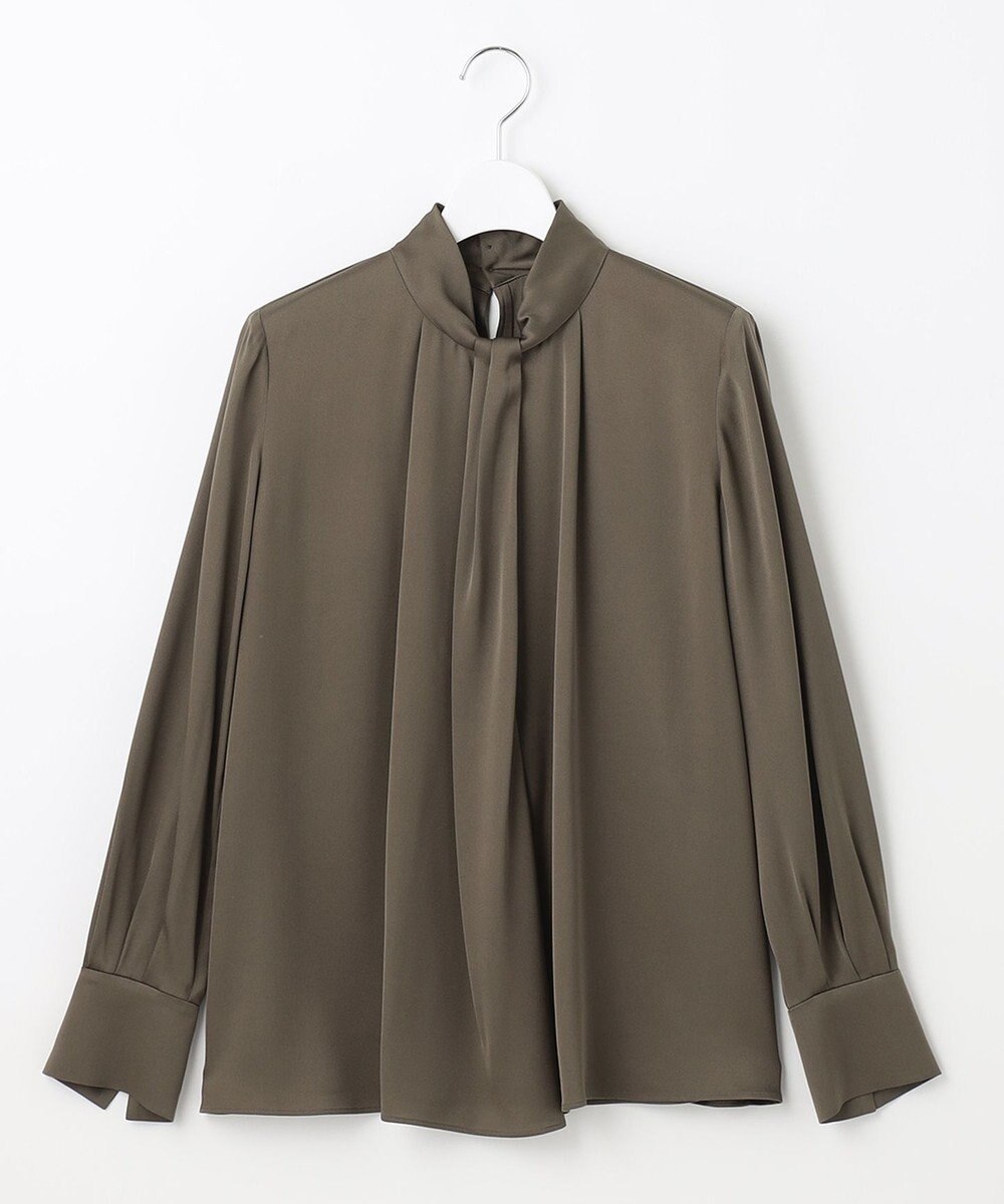 自由区 L 【洗える/UVケア/吸放湿性】シルクストレッチ ハイネックブラウス 