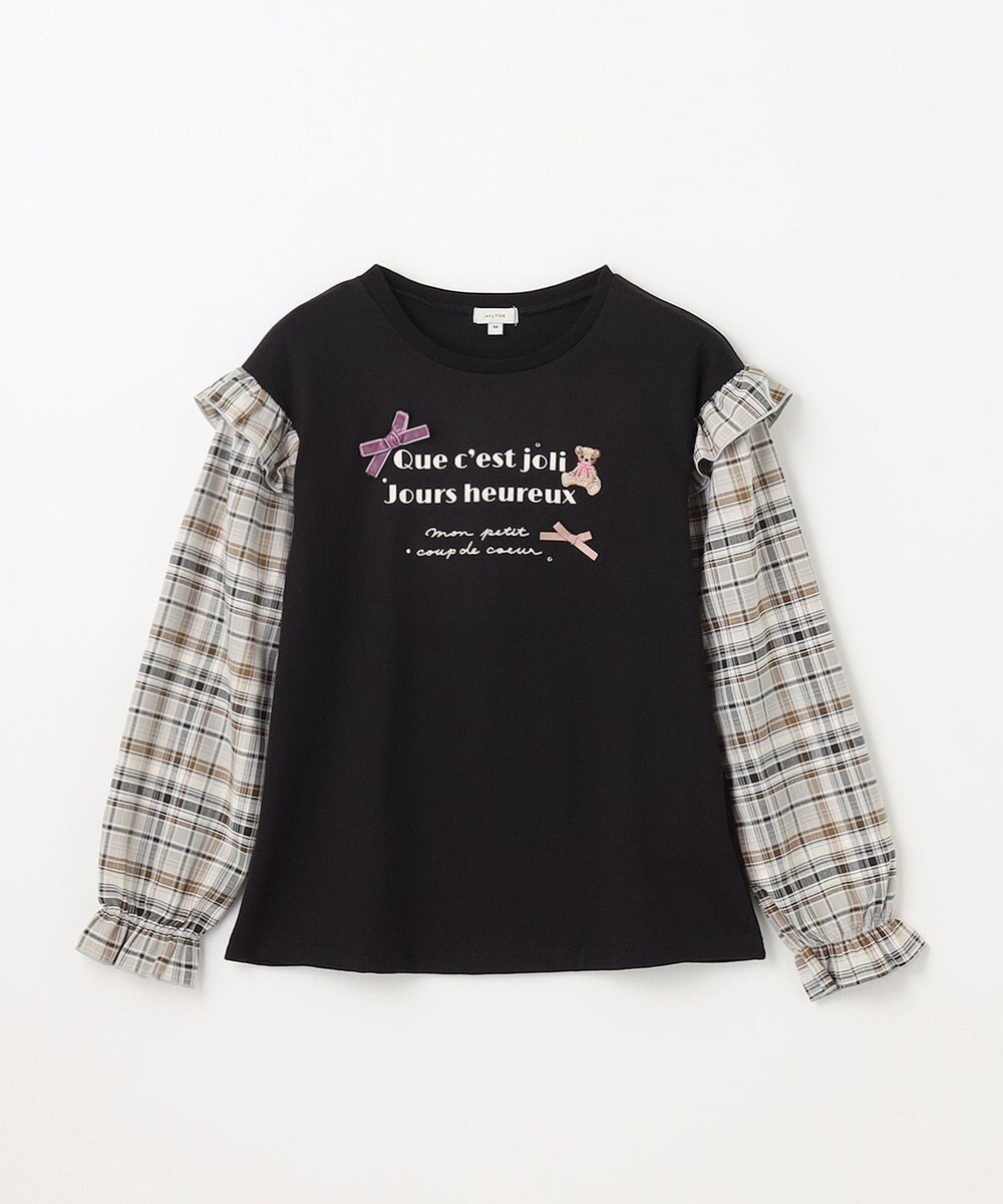 ANY KIDS チェック袖 ドッキング プルオーバー 