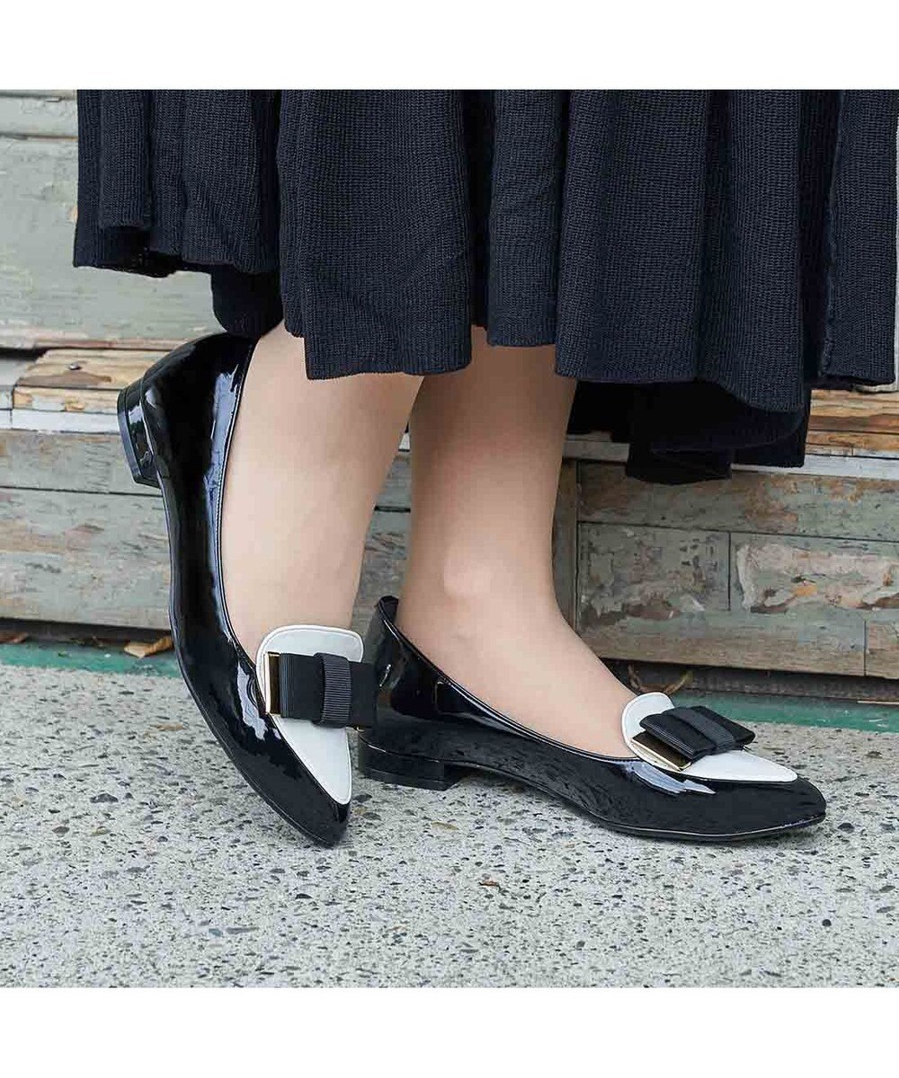 ing <ing>【WEB限定】【レイン対応】リボンモチーフフラットパンプス 