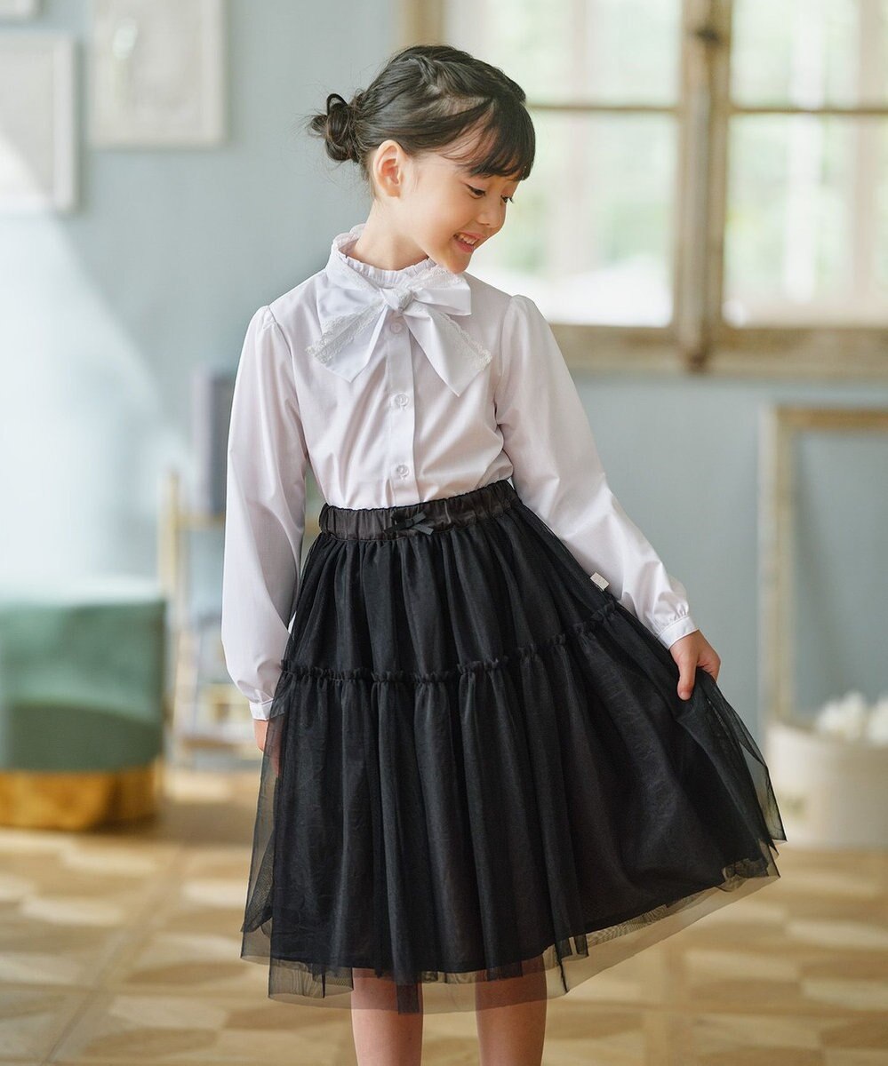 組曲 KIDS 【110-140㎝】 レースリボンタイブラウス 