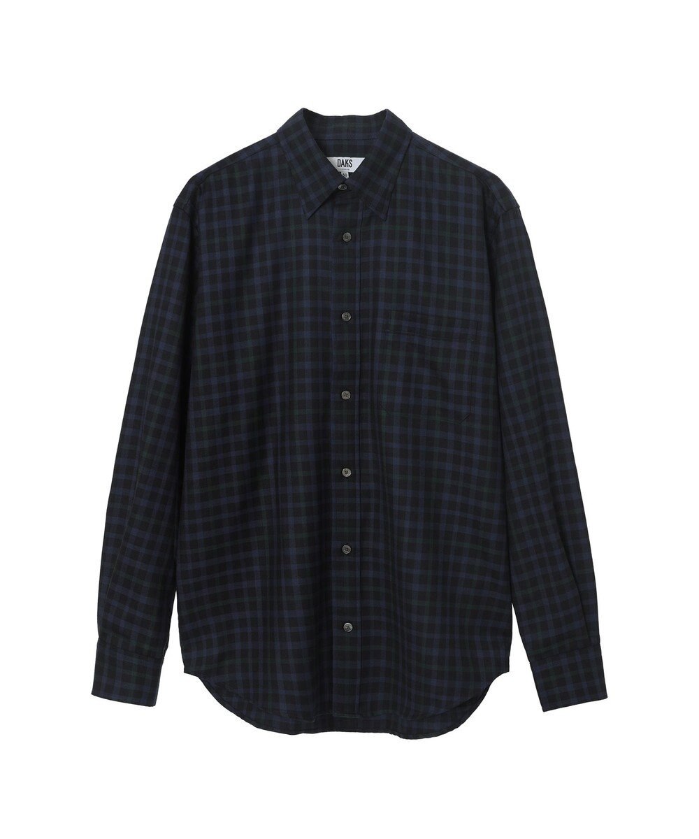 DAKS ウールチェック 隠しボタンダウンシャツ 