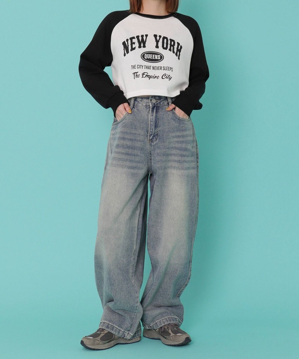 WEGO バックポケットロゴバギーデニム 