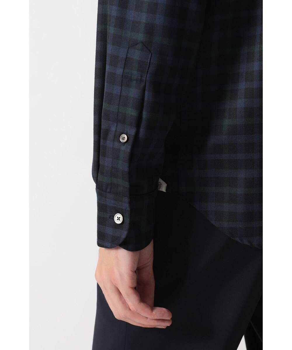 DAKS ウールチェック 隠しボタンダウンシャツ 