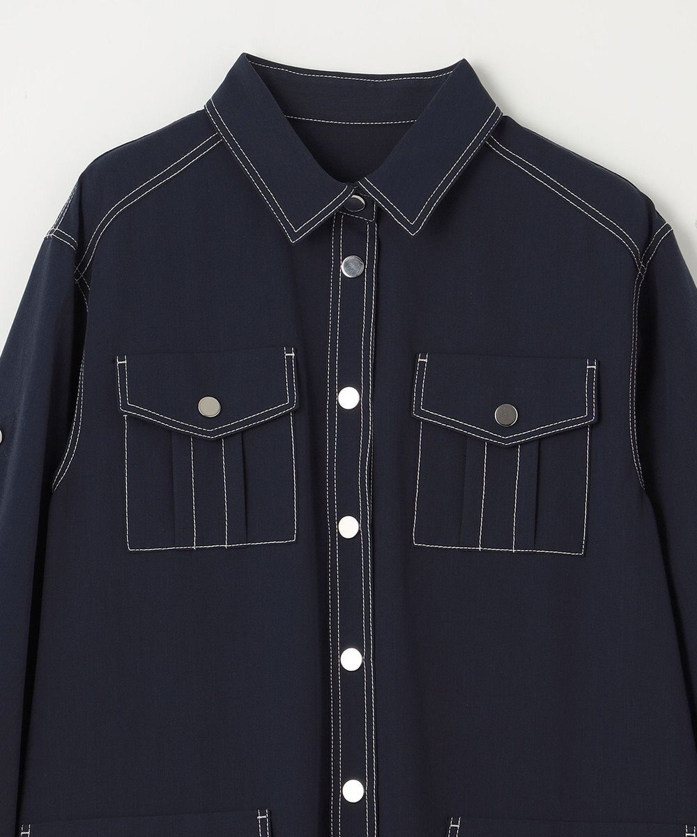 GRACE CONTINENTAL 配色ステッチワークシャツワンピース 