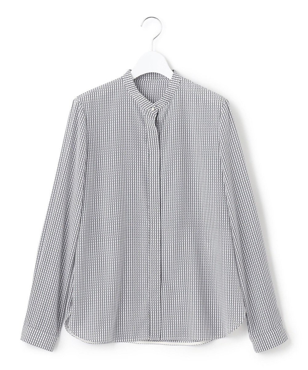 23区 L ハウンドトゥースプリント スタンドカラー ブラウス 