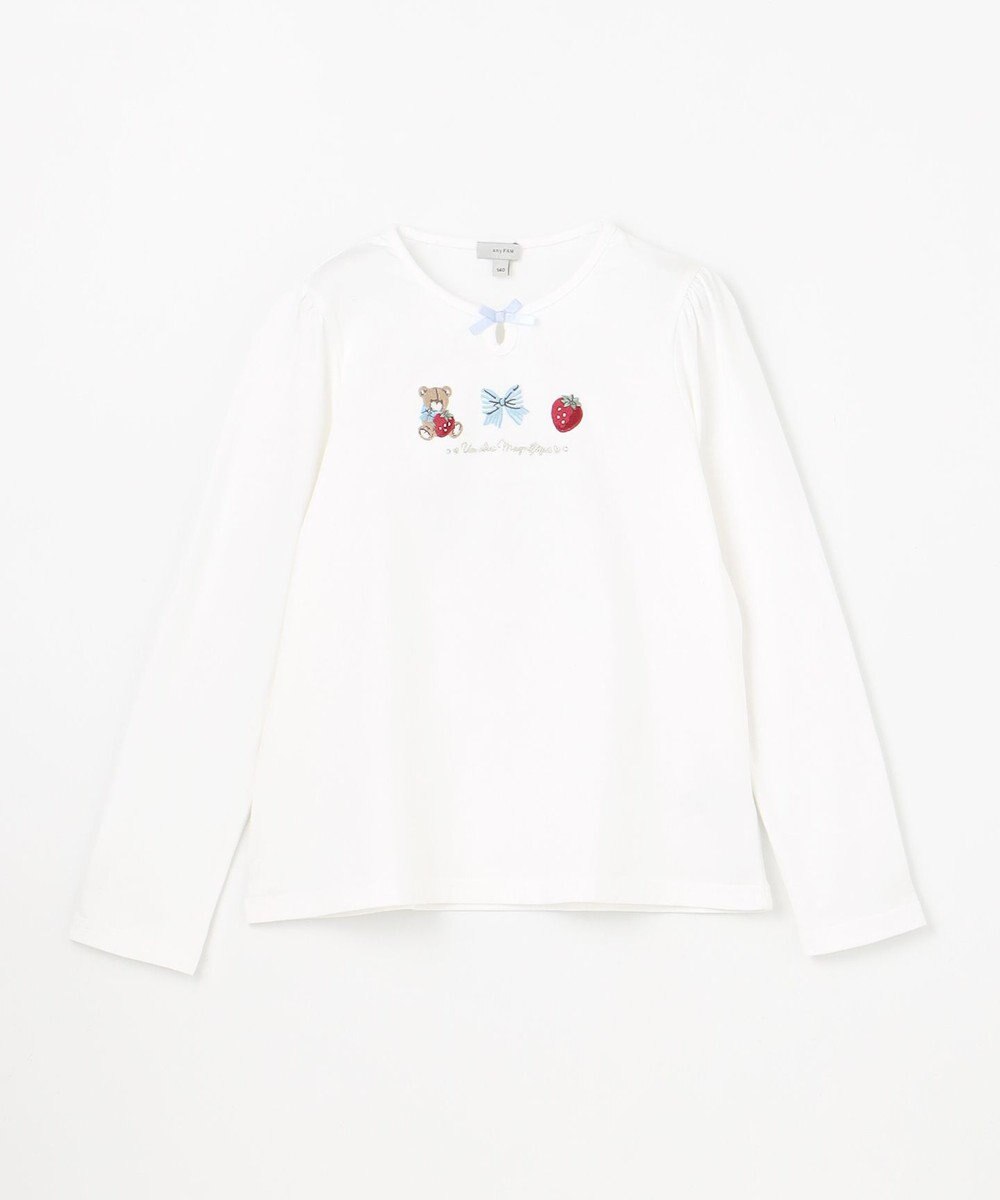 ANY KIDS テディベリー刺繍 長袖Tシャツ 