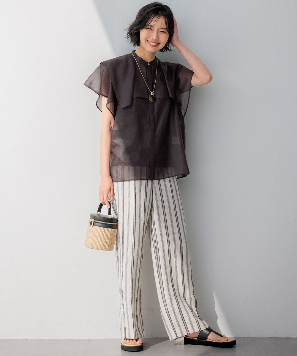 23区 L 【接触冷感/洗える】シアーフィルム ブラウス 