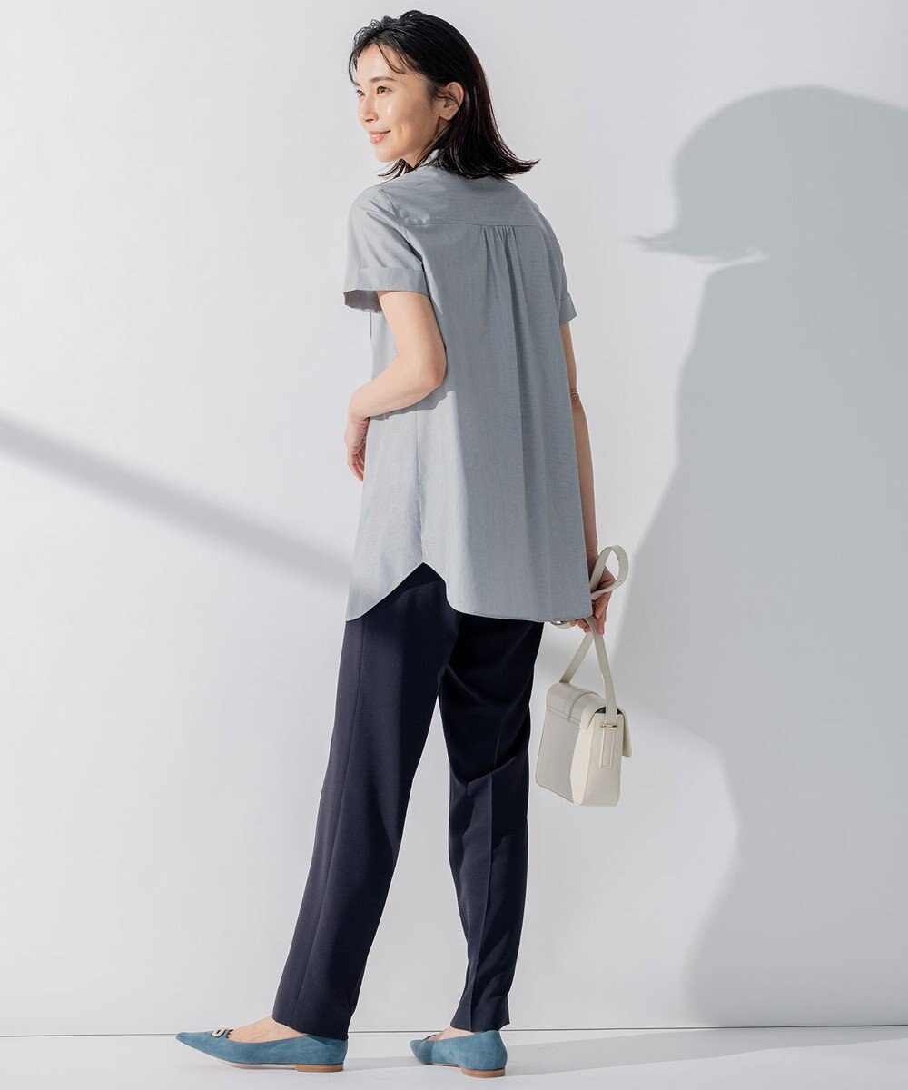 23区 L 【洗える】コットンポプリン ピンタック ブラウス 