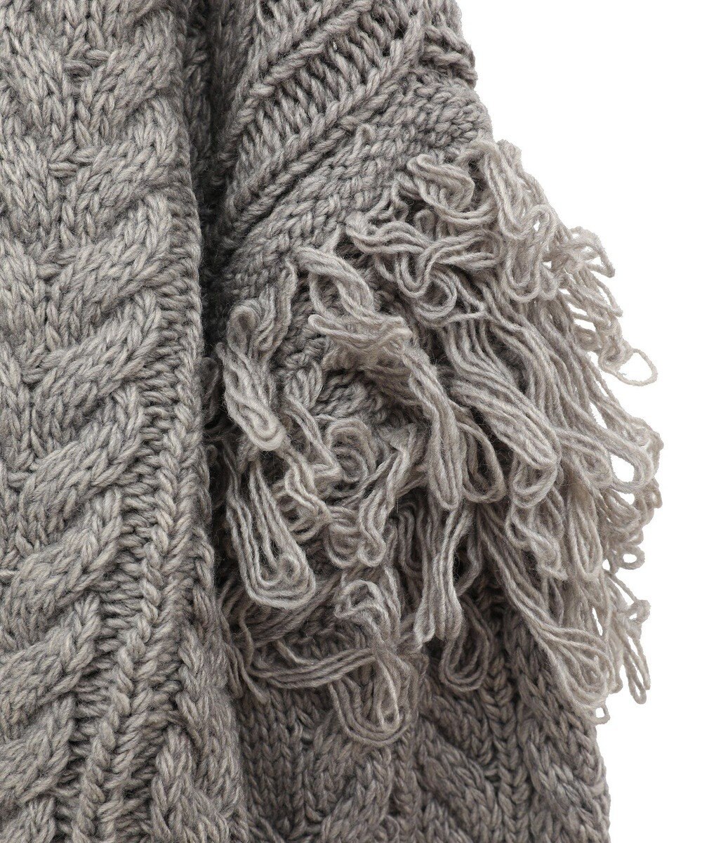 Green Parks フリンジスリーブショート丈ケーブルニット 