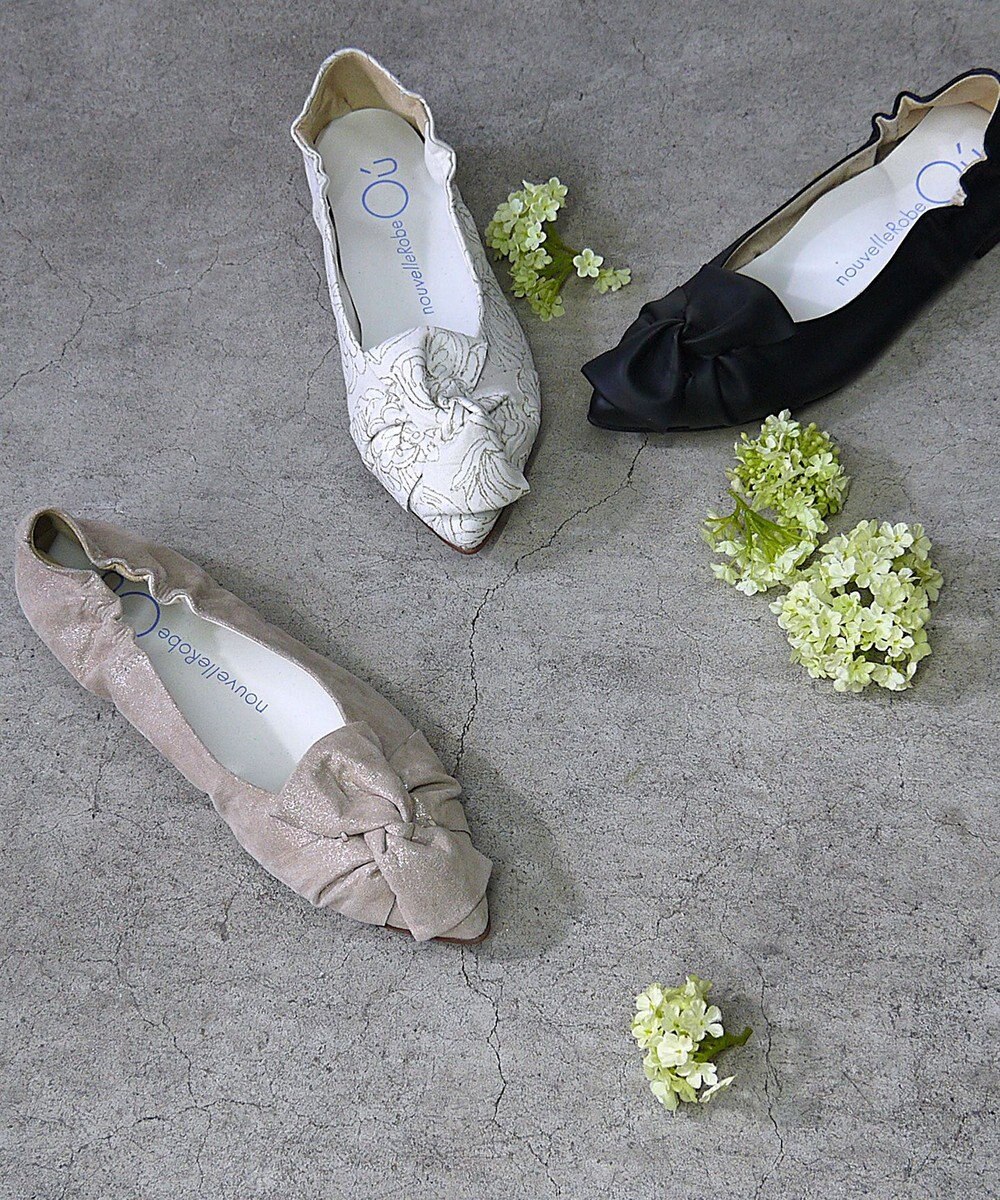 nouvelleRobe Oū 新色追加【本革・高反発】Butterfly knot ポインテッドトゥ パンプス 