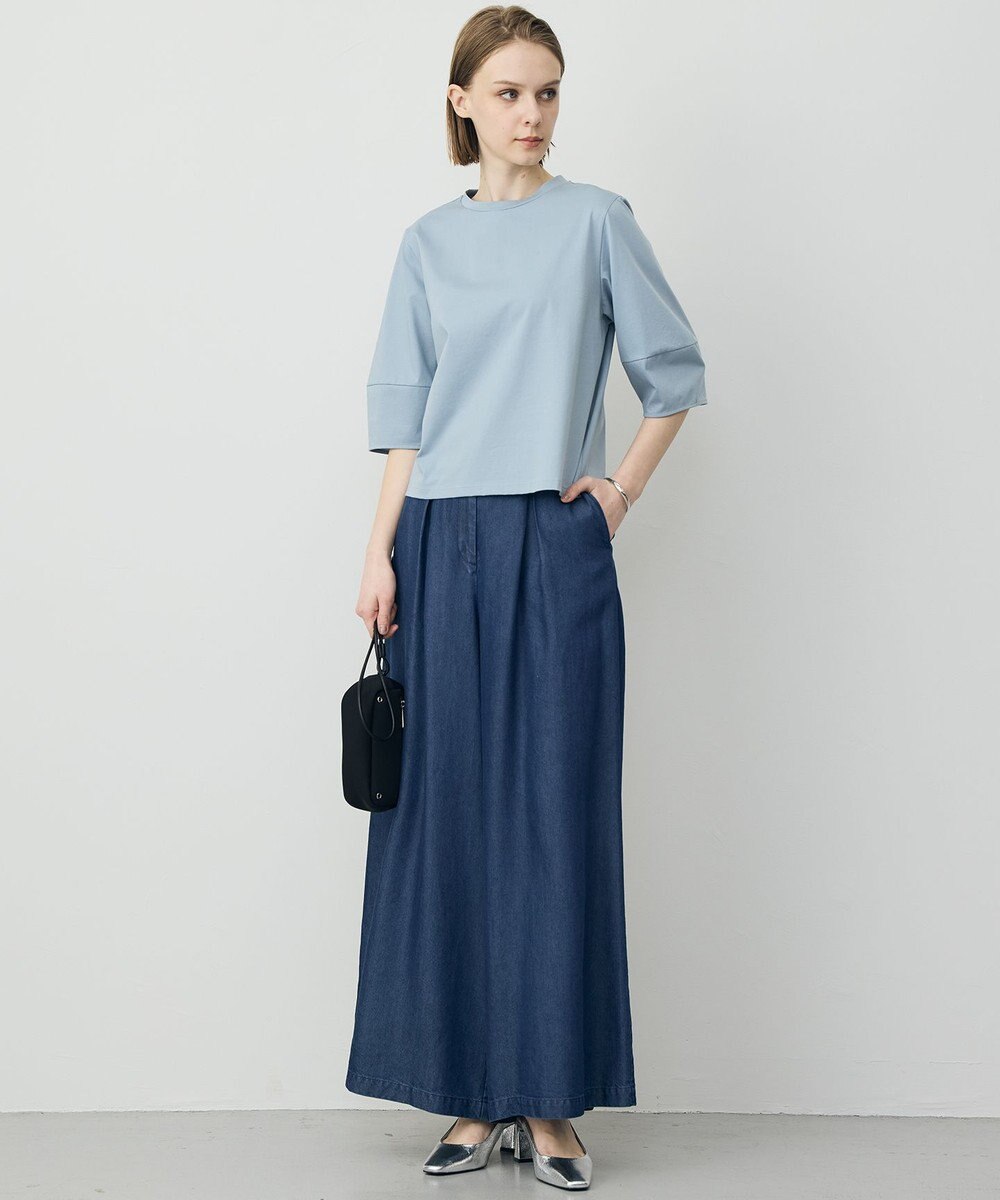 ICB L ナチュラルソフトデニム タックワイドパンツ 