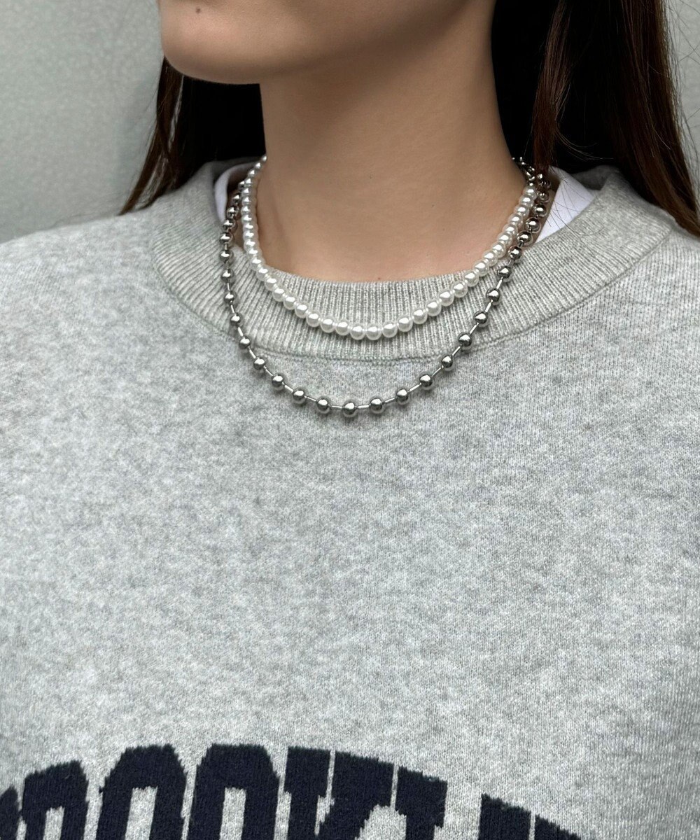 Phoebe マルチwayメタルボール×パールネックレス 