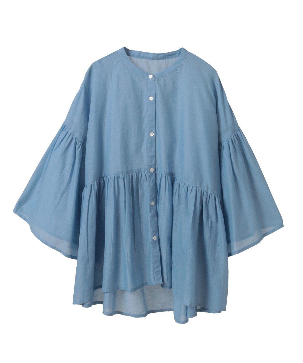 earth music&ecology コットンボイルギャザーシャツ 