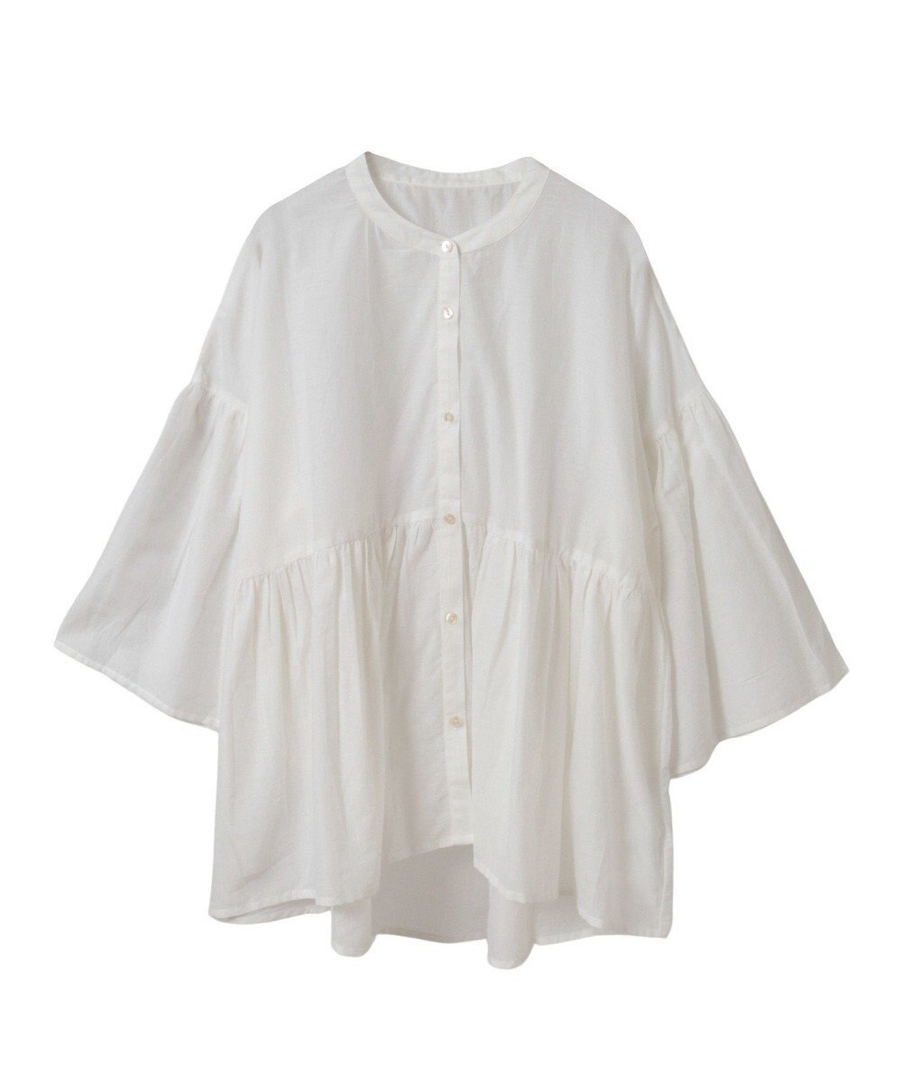earth music&ecology コットンボイルギャザーシャツ 