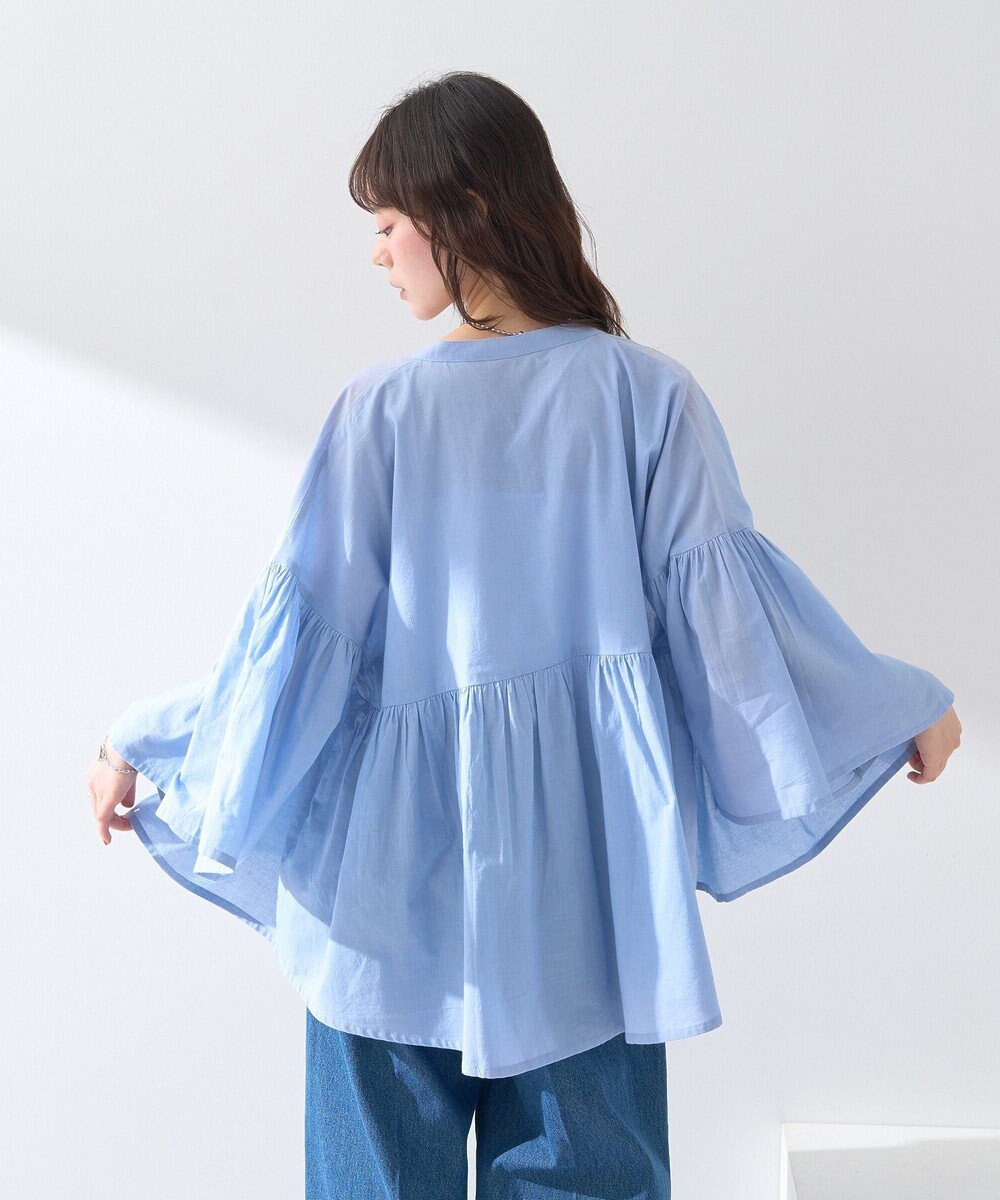 earth music&ecology コットンボイルギャザーシャツ 