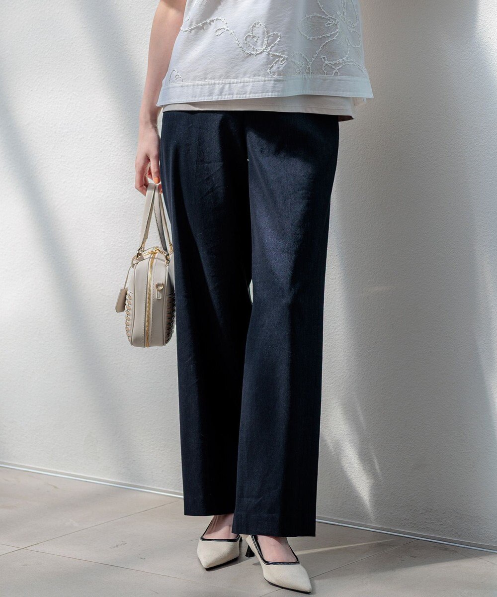 23区 【CanCam・CLASSY.掲載】リネンレーヨンストレッチ ワイドパンツ 