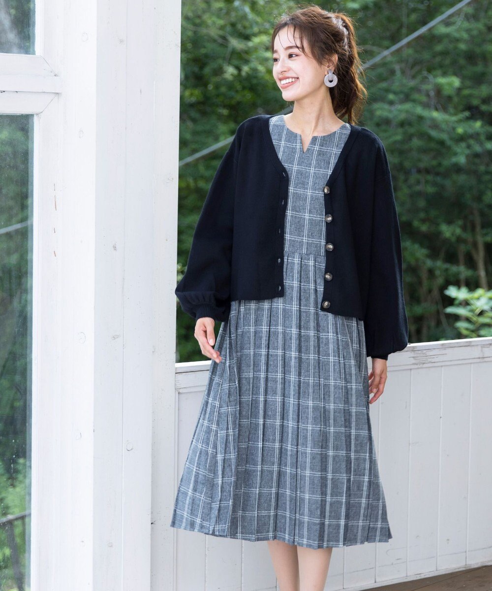 Tiaclasse 【洗える】大人上品なニットカーデ＋ワンピースセット 