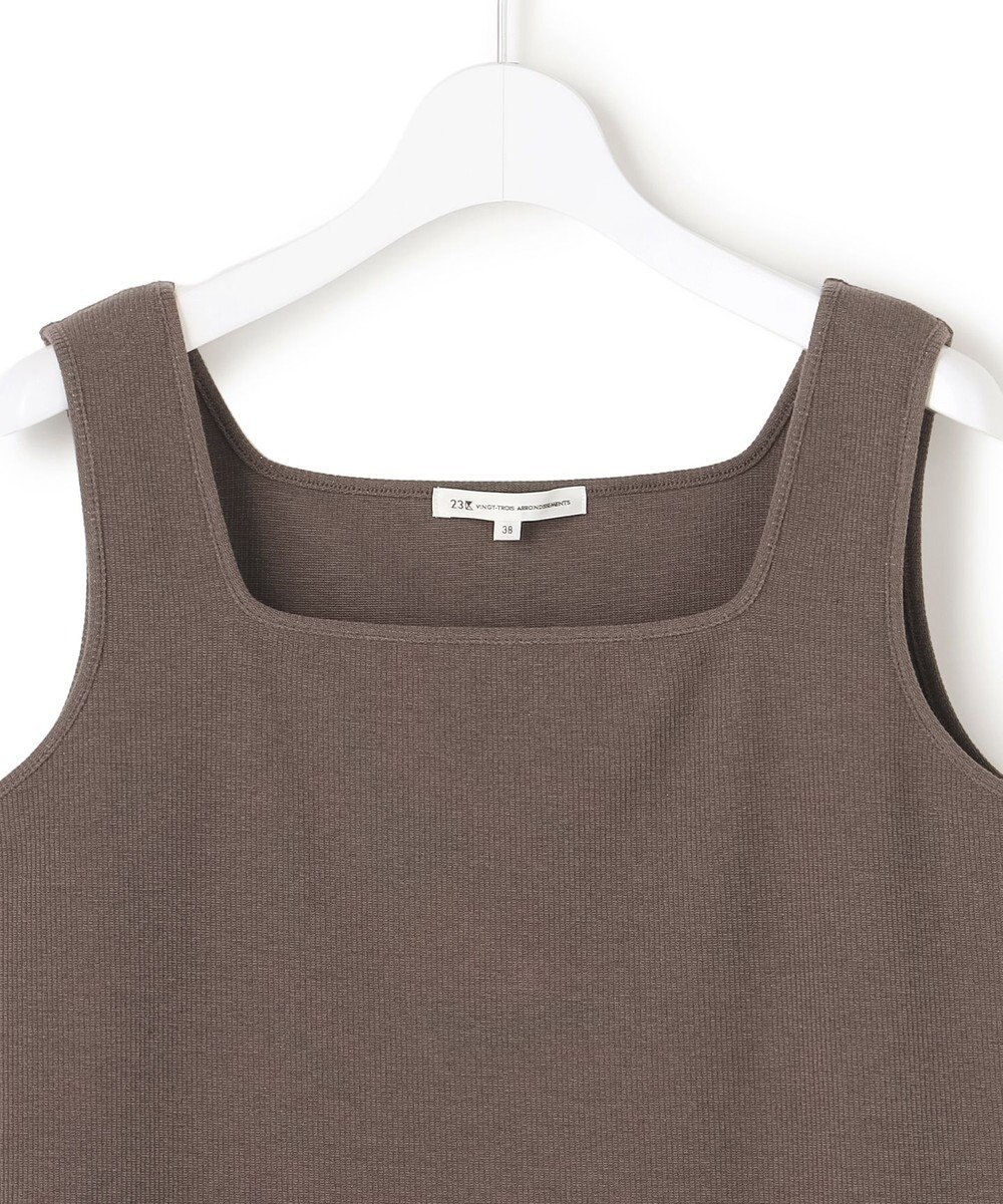 23区 S シャイニーリブ スクエアネック タンクトップ 