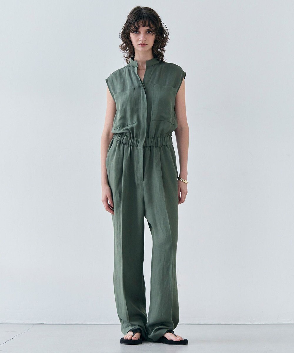 BEIGE， 【洗える】BERNARD / リネンノースリーブオールインワン 