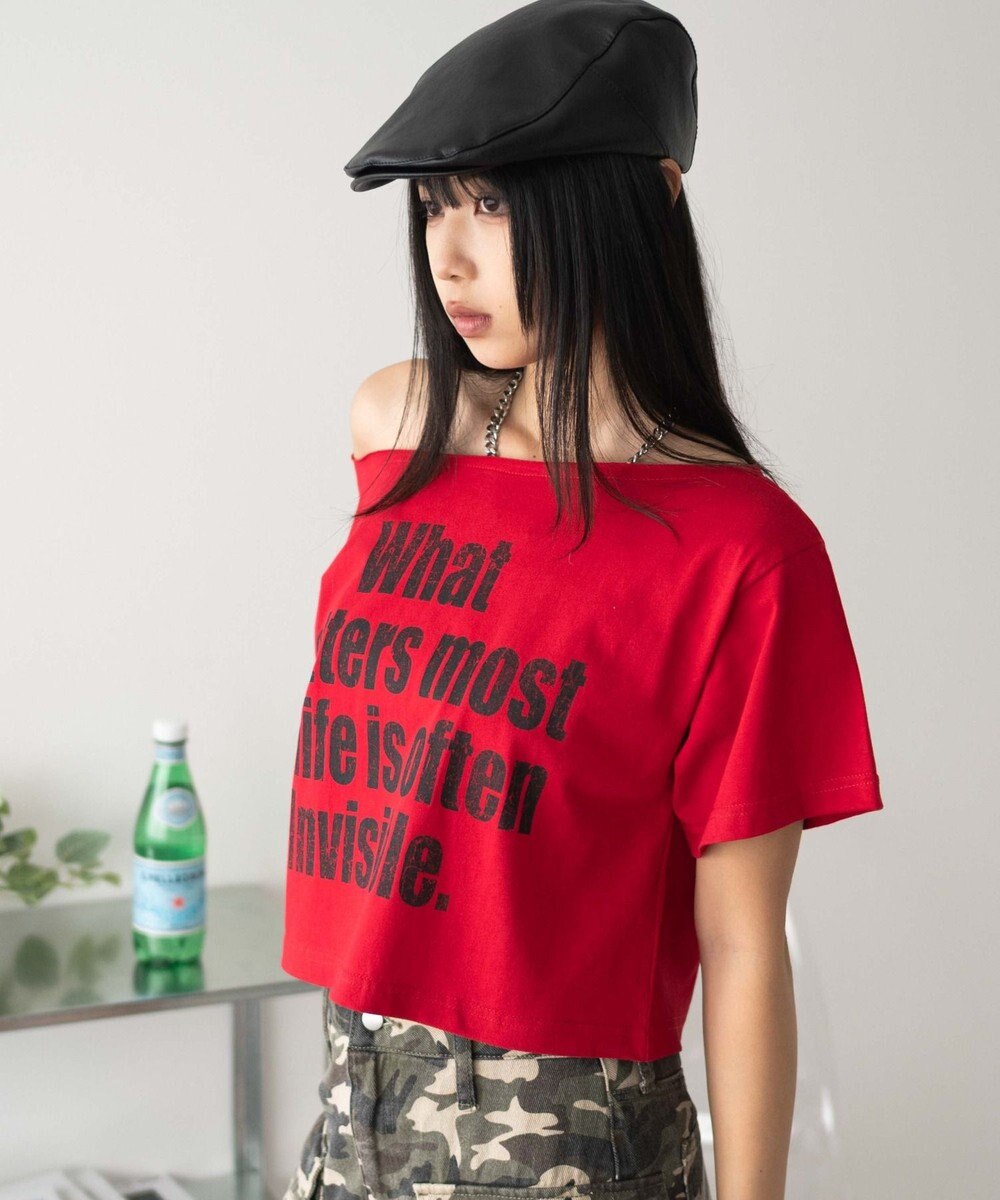 WEGO グラフィックオフショルショートT 