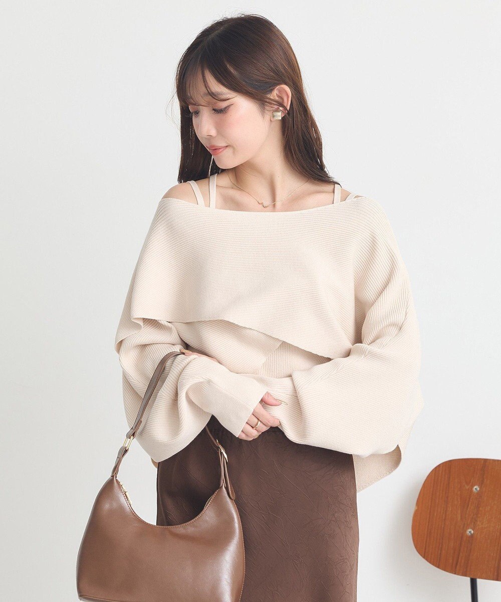 earth music&ecology 【2WAY】【洗濯機洗い可】SET2点クロスニット＋キャミソール 