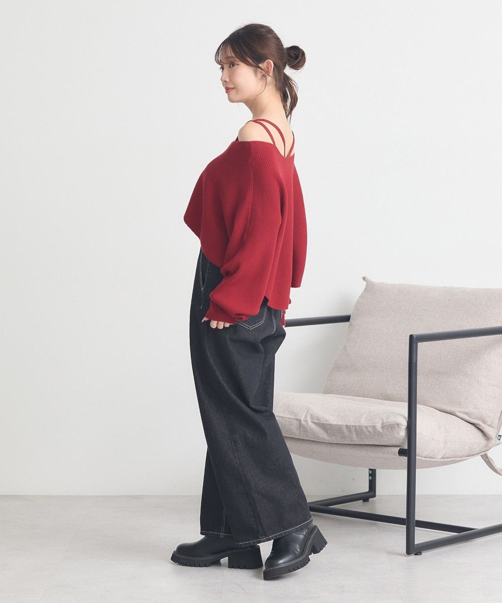 earth music&ecology 【2WAY】【洗濯機洗い可】SET2点クロスニット＋キャミソール 