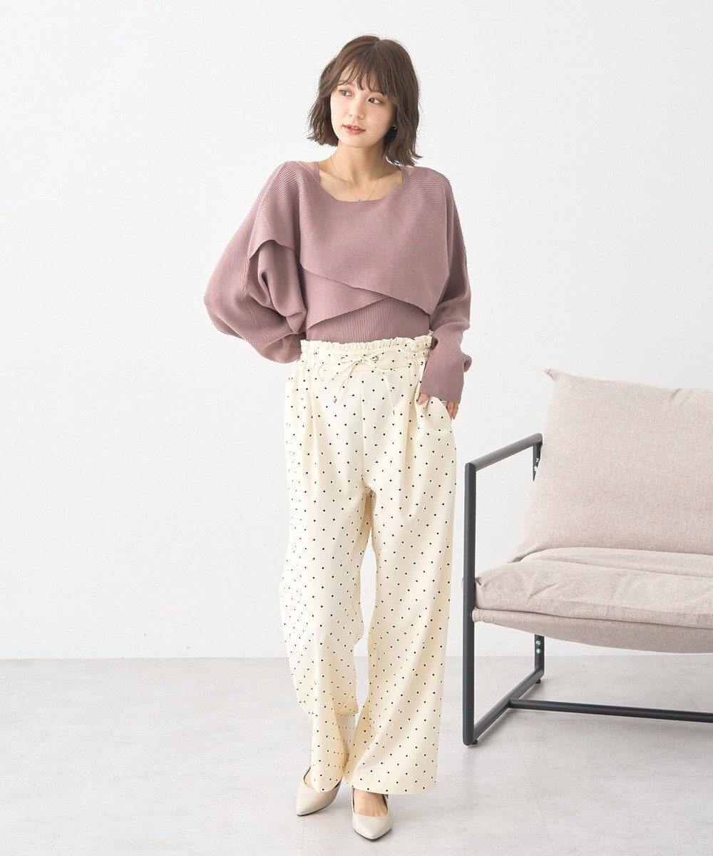 earth music&ecology 【2WAY】【洗濯機洗い可】SET2点クロスニット＋キャミソール 