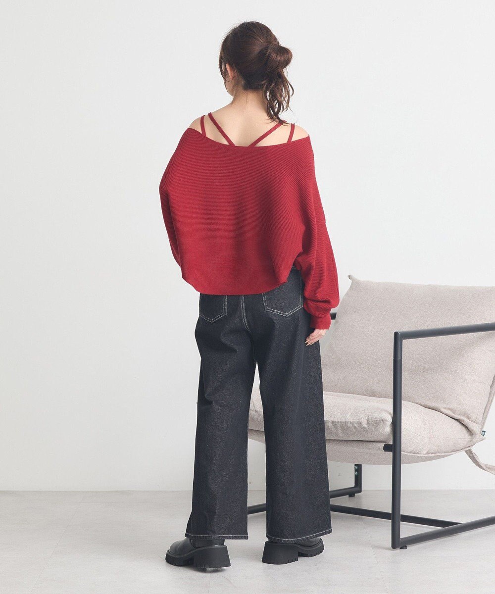 earth music&ecology 【2WAY】【洗濯機洗い可】SET2点クロスニット＋キャミソール 