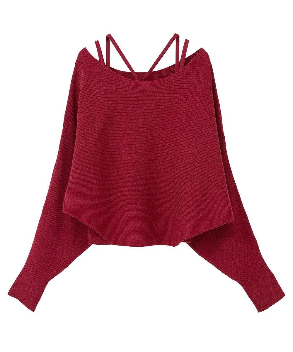 earth music&ecology 【2WAY】【洗濯機洗い可】SET2点クロスニット＋キャミソール 